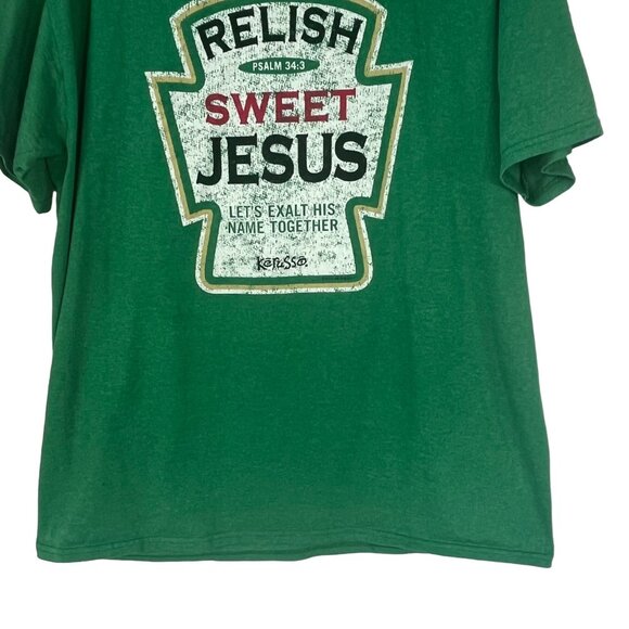 Religious Graphic Tshirt Mens Mediun Green Relish Sweet Jesus Biblical - Picture 4 of 6